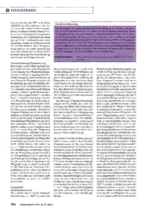 Vorschauseite 3: Pflegemaßnahmenplanung mit LEP® Nursing 3 - eine kritische Reflexion Kontinuierlicher Verstehensprozess