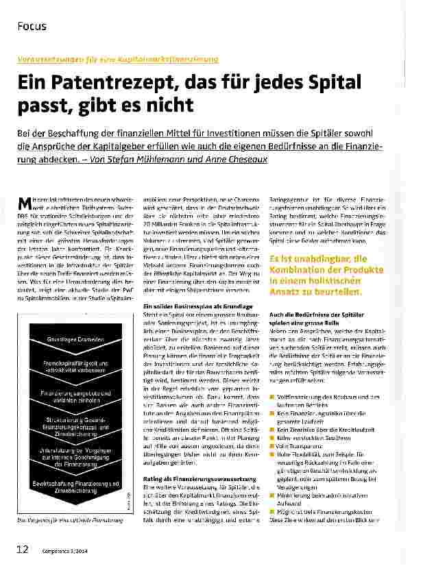 Vorschauseite 1: Voraussetzungen für eine KapitalmarktfinanzierungEin Patentrezept, das für jedes Spital passt, gibt es nicht