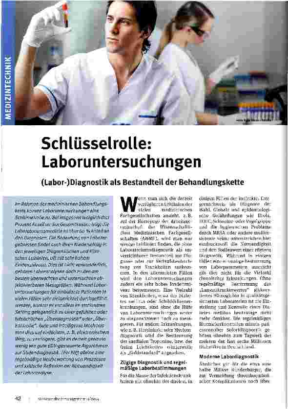 Vorschauseite 1: Schlüsselrolle: Laboruntersuchungen (Labor-)Diagnostik als Bestandteil der Behandlungskette