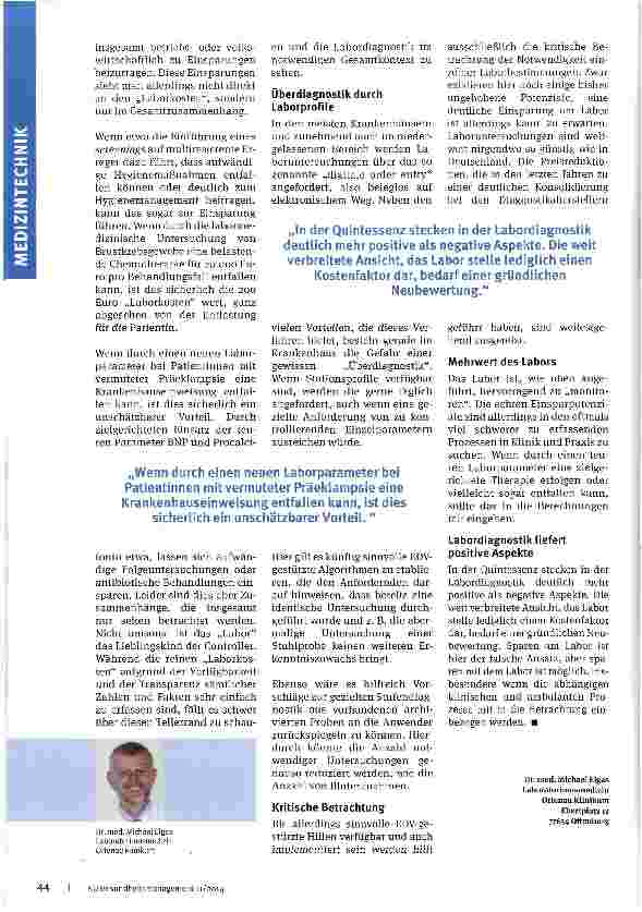 Vorschauseite 3: Schlüsselrolle: Laboruntersuchungen (Labor-)Diagnostik als Bestandteil der Behandlungskette