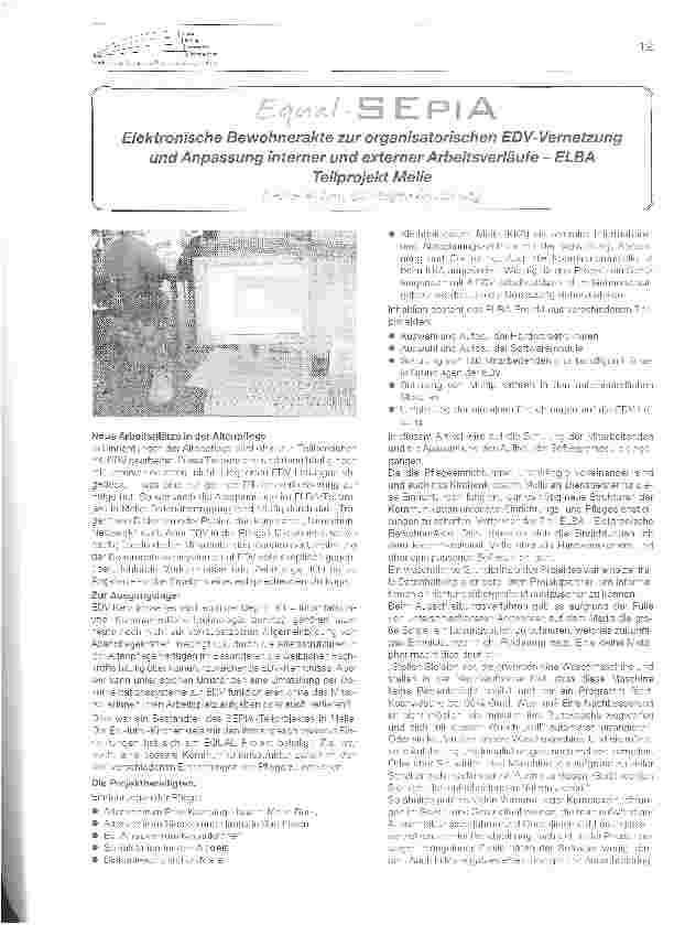 Vorschauseite 1: Elektronische Bewohnerakte zur organisatorischen EDV-Vernetzung und Anpassung interner und externer Arbeitsverläufe - ELBATeilprojekt Meile
