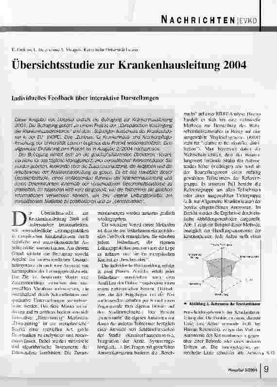 Vorschauseite 1: Übersichtsstudie zur Krankenhausleitung 2004