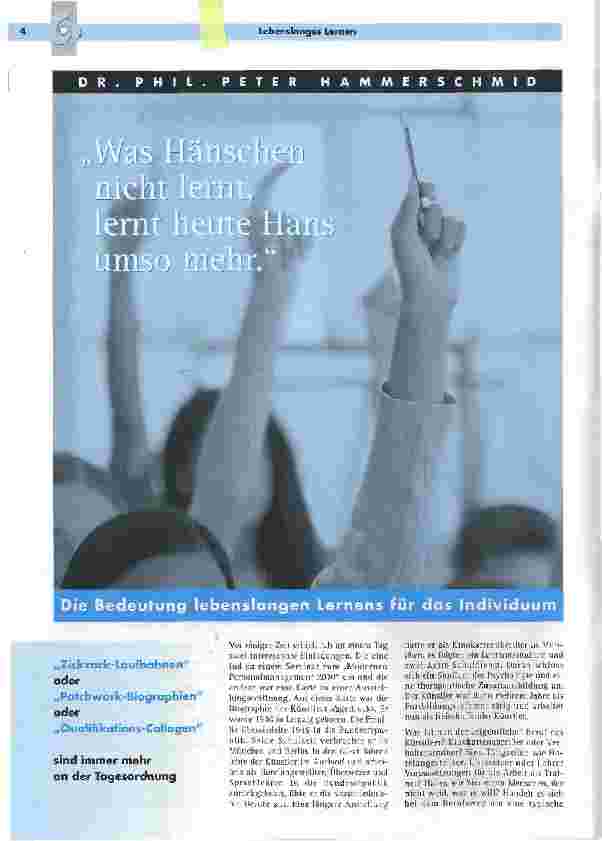 Vorschauseite 1: Was Hänschen nicht lernt, lernt heute Hans umso mehrDie Bedeutung lebenslangen Lernens für das Individuum