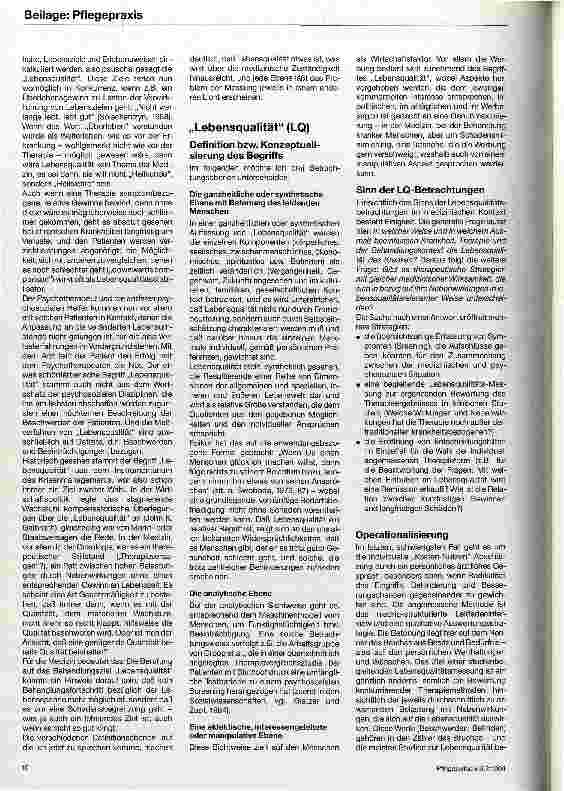 Vorschauseite 2: Die Lebensqualität (LQ) von Krebskranken Einzelschicksal und Statistik