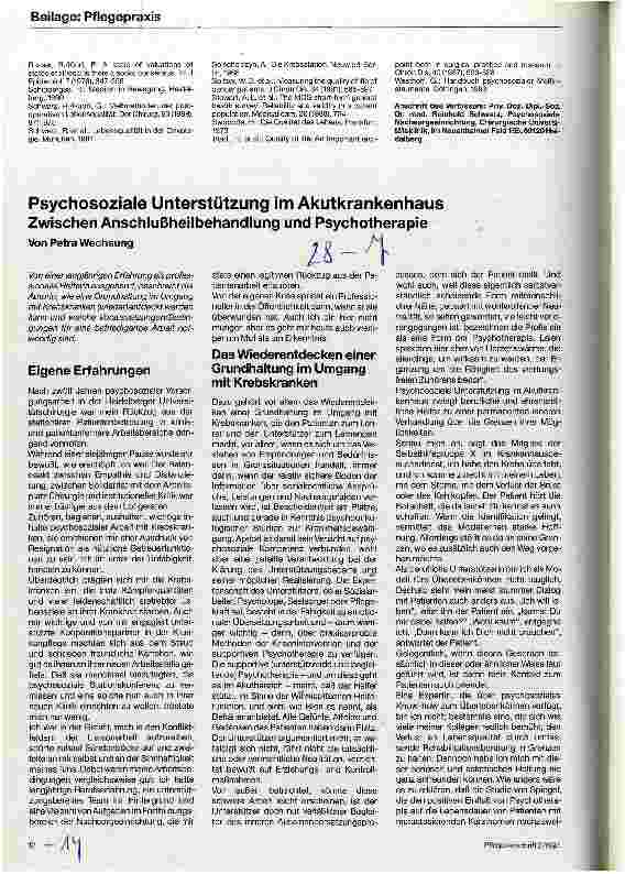 Vorschauseite 4: Die Lebensqualität (LQ) von Krebskranken Einzelschicksal und Statistik