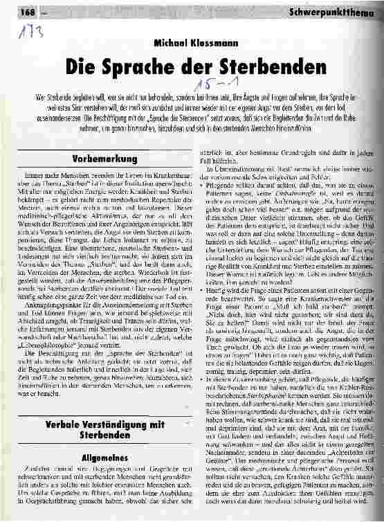 Vorschauseite 1: Die Sprache der Sterbenden