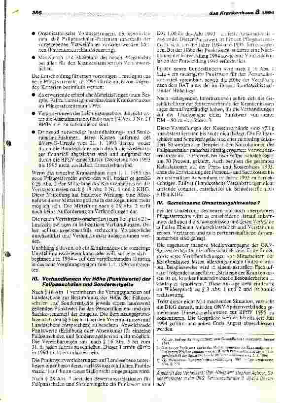 Vorschauseite 3: Umsetzung der BPflV 1995