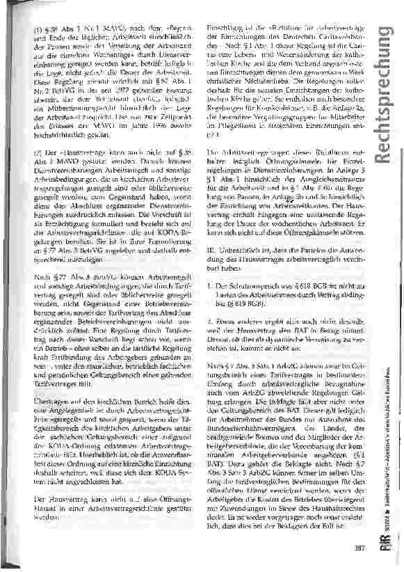 Vorschauseite 6: Bereitschaftsdienst -Arbeitszeit in einem kirchlichen Krankenhaus