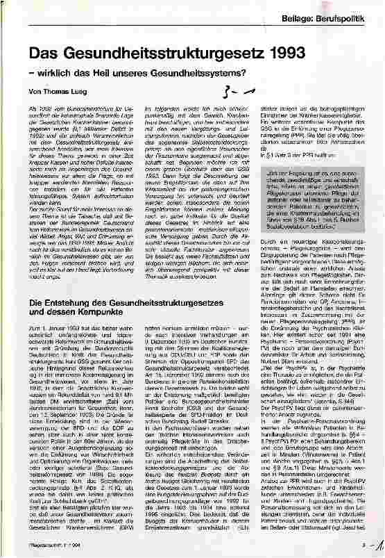 Vorschauseite 1: Das Gesundheitsstrukturgesetz wirklich das Heil unseres Gesundheitssystems?