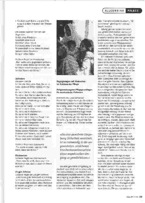 Vorschauseite 2: Religion und Kultur: NEUE KOMPETENZEN IN DER PFLEGE