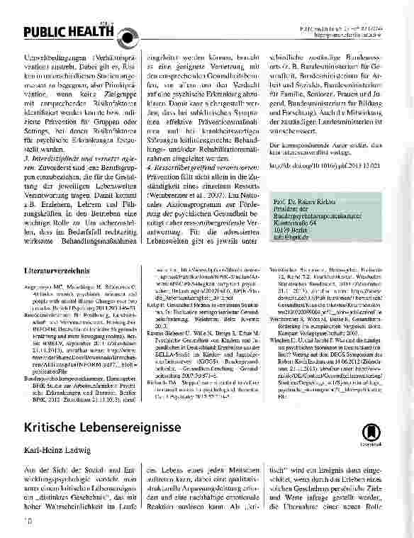 Vorschauseite 2: Prävention psychischer Erkrankungen - Ziele für ein Nationales Aktionsprogramm