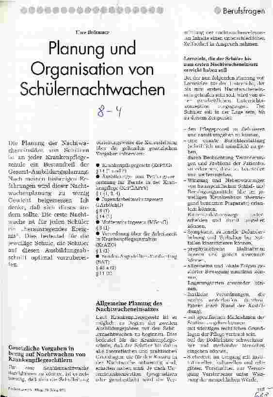Vorschauseite 1: Planung und Organisation von Schülernachtwachen