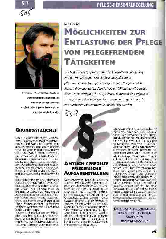 Vorschauseite 1: Möglichkeiten zur Entlastung der Pflege von pflegefremden Tätigkeiten