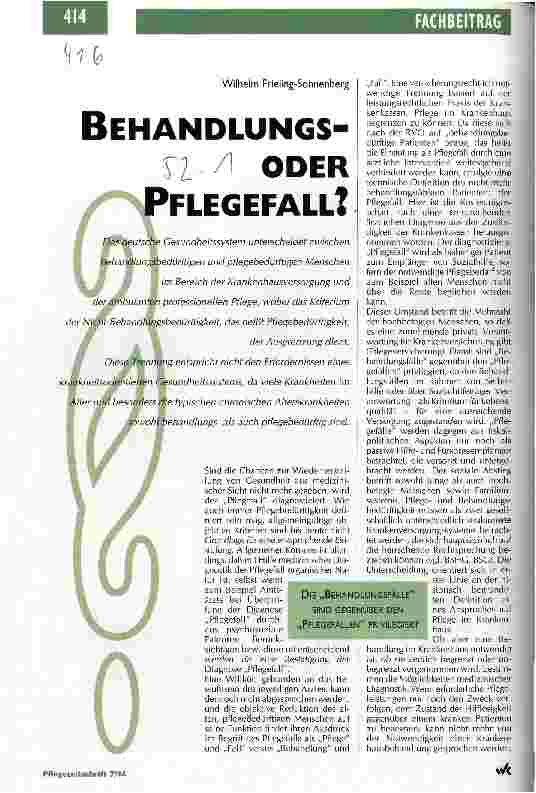 Vorschauseite 1: Behandlungsoder Pflegefall?