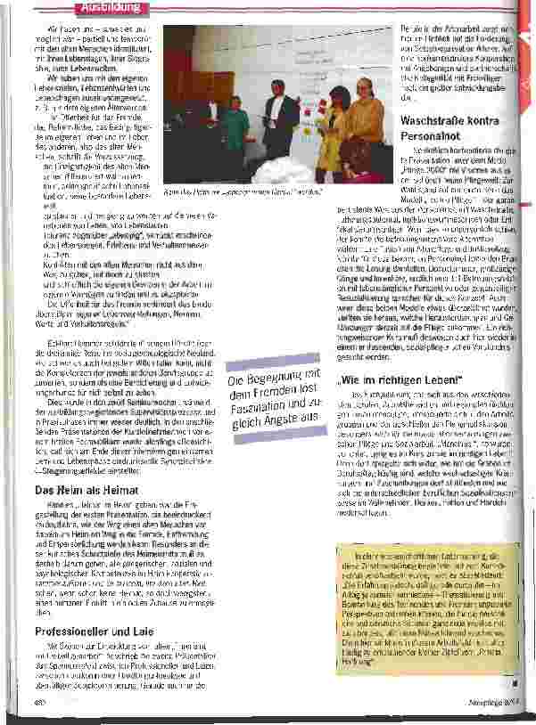 Vorschauseite 2: Neue Wege in der Altenarbeit Abschlußpräsentation einer gemeinsamen Weiterbildungsmaßnahme mit Pflegekräften und SozialpädagogInnen