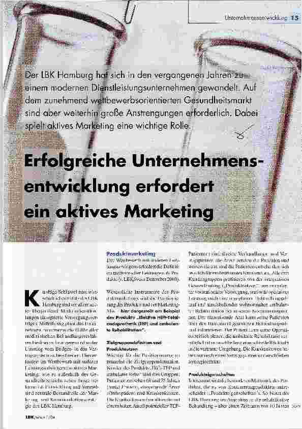 Vorschauseite 1: Erfolgreiche Unternehmensentwicklung erfordert ein aktives Marketing
