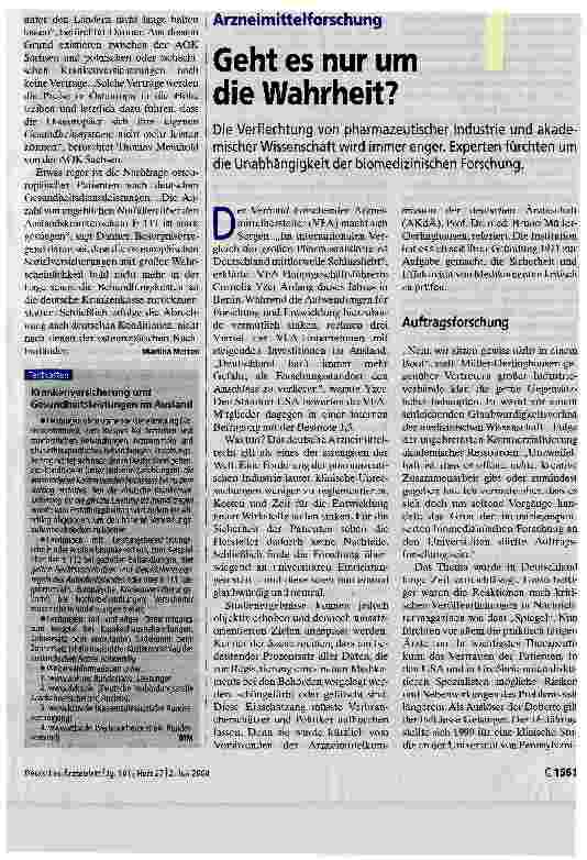 Vorschauseite 1: Geht es nur um die Wahrheit?Arzneimittelforschung