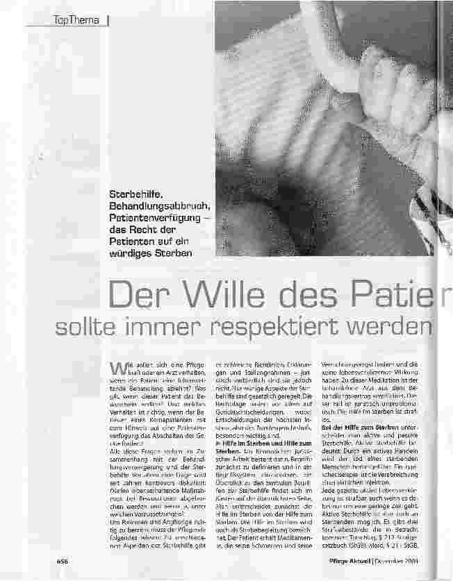 Vorschauseite 1: Der Wille des Patienten sollte immer respektiert werden!