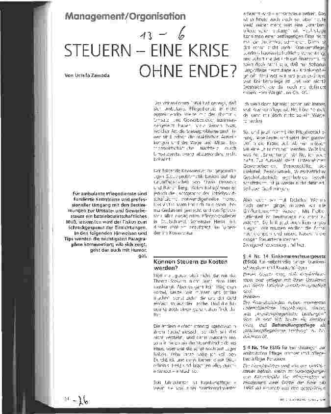 Vorschauseite 1: Steuern - eine Krise ohne Ende?