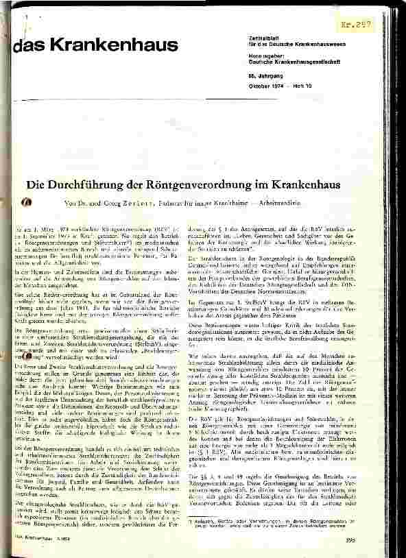 Vorschauseite 1: Die Durchführung der Röntgenverordnung im Krankenhaus