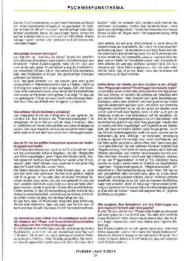 Vorschauseite 3: ERSTE SCHRITTE IN DER PFLEGE - als Berufseinsteigerinnen und Quereinsteigerinnen in ein Pflegestuclium