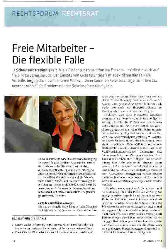 Vorschauseite 1: Freie Mitarbeiter -Die flexible Falle
