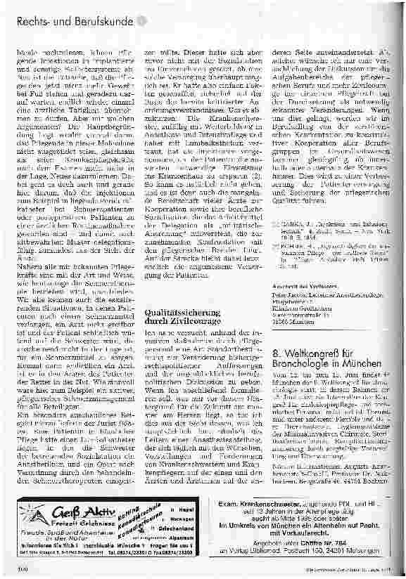 Vorschauseite 4: Injektionen und andere invasive Maßnahmen aus der Sicht der Pflegenden Standortbestimmung zum Recht in der Pflege