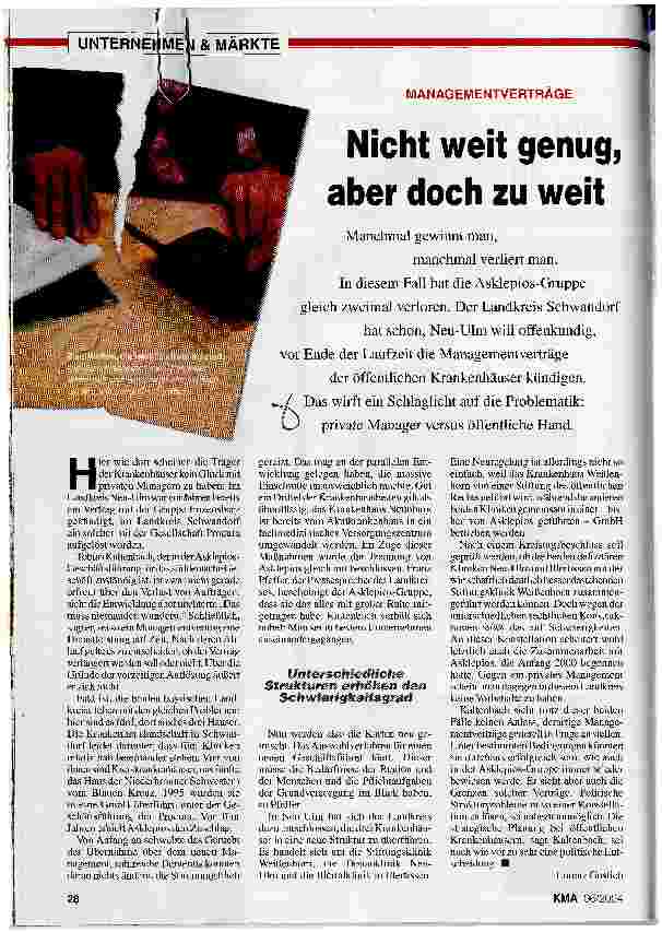 Vorschauseite 1: Nicht weit genug, aber doch zu weit