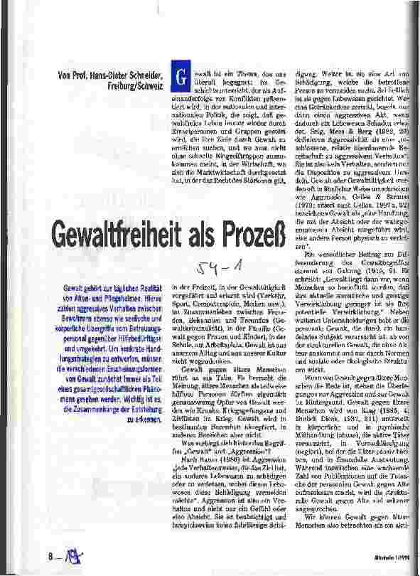 Vorschauseite 1: Gewaltfreiheit als Prozeß