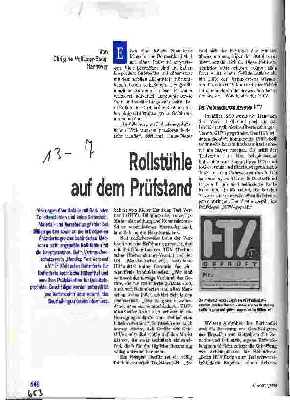 Vorschauseite 1: Rollstühle auf dem Prüfstand
