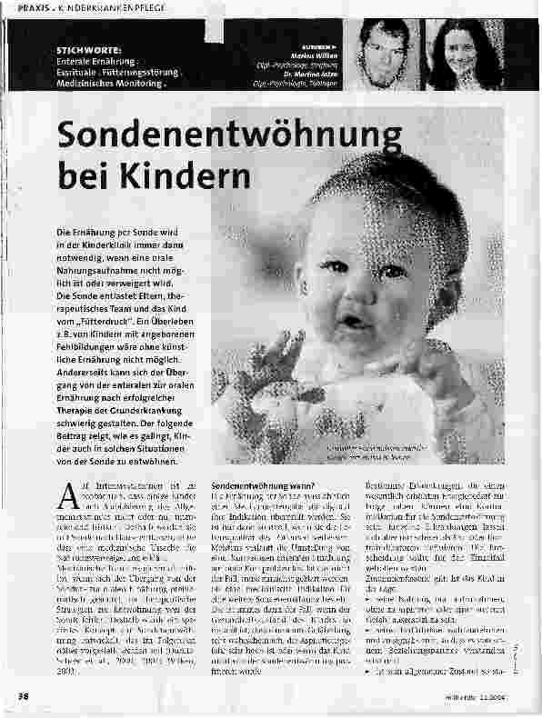 Vorschauseite 1: Sondenentwöhnun bei Kindern