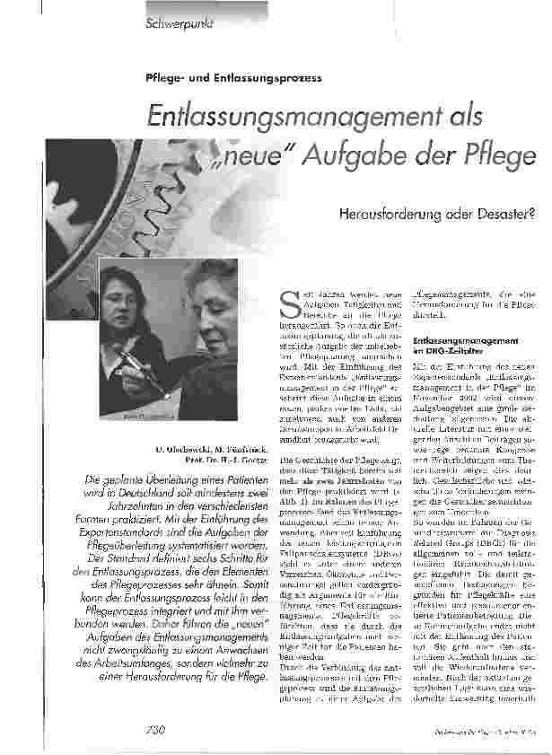 Vorschauseite 1: Pflegeund Entlassungsprozess. Entlassungsmanagement als neue Aufgabe der Pflege