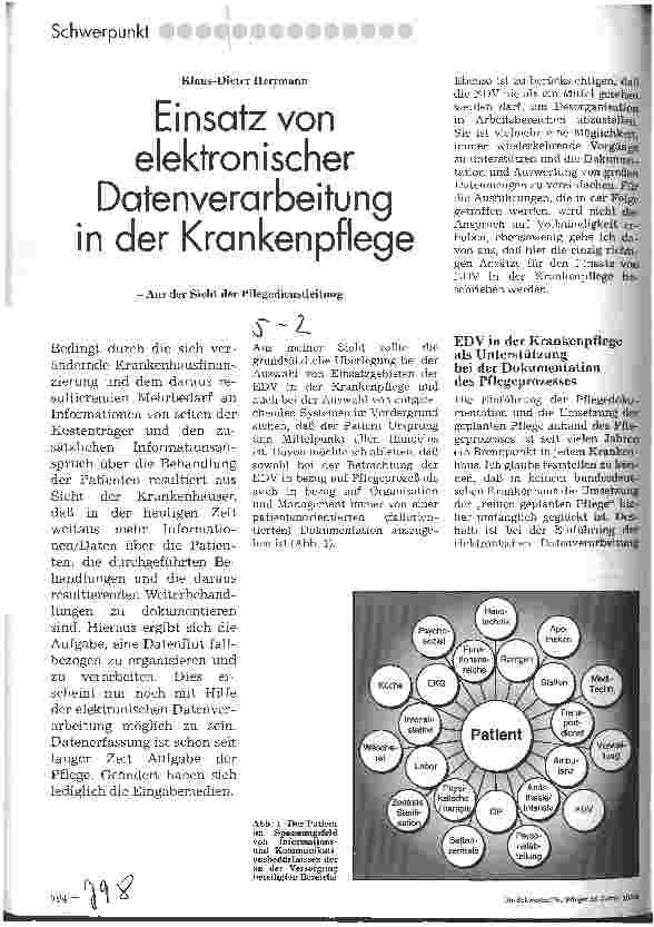 Vorschauseite 1: Einsatz von elektronischer Datenverarbeitung in der Krankenpflege Aus der Sicht der Pflegedienstleitung