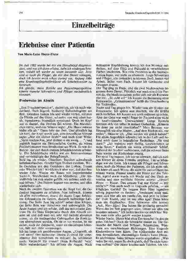 Vorschauseite 1: Erlebnisse einer Patientin