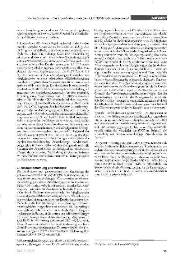 Vorschauseite 5: Der Zusatzbeitrag nach dem GKV-FQWG-Referentenentwurf: Vom einkommensunabhängigen Zusatzbeitrag in Euro zum einkommensabhängigen Zusatzbeitragssatz in Prozent