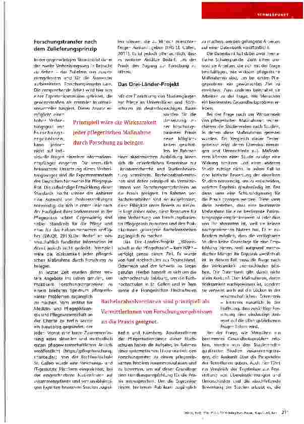Vorschauseite 2: Wissenschaft in der Pflege-Praxis (WiPP)