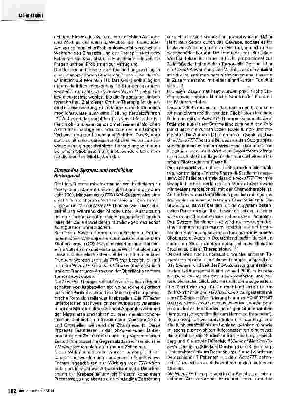 Vorschauseite 3: Hirntumor-Therapie mit Orphan-Medizintechnik