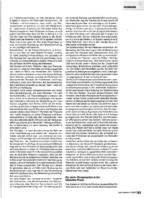 Vorschauseite 4: Hirntumor-Therapie mit Orphan-Medizintechnik