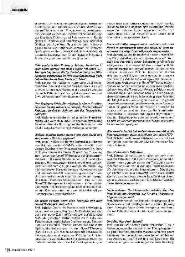 Vorschauseite 5: Hirntumor-Therapie mit Orphan-Medizintechnik