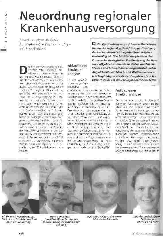 Vorschauseite 1: Neuordnung regionaler KrankenhausversorgungStrukturanalyse als Basis für strategische Positionierung -ein Praxisbeispiel