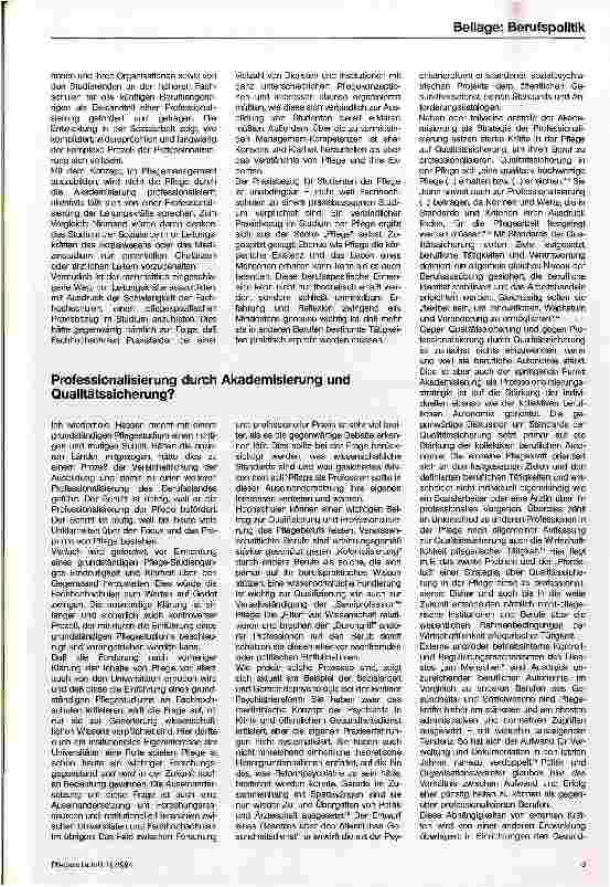 Vorschauseite 2: Zur Professionalisierung der Pflege