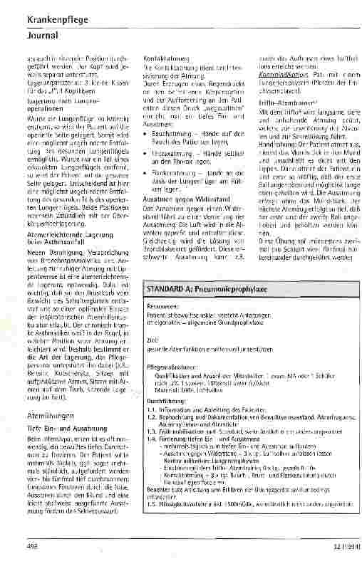 Vorschauseite 2: Pflegestandard: Pflegerische Maßnahmen zur Unterstützung der Atmung und zur Pneumonieprophylaxe