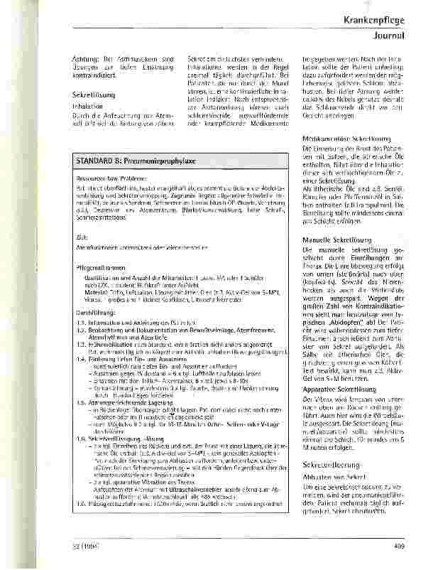 Vorschauseite 3: Pflegestandard: Pflegerische Maßnahmen zur Unterstützung der Atmung und zur Pneumonieprophylaxe