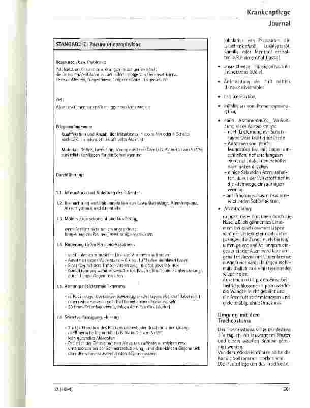 Vorschauseite 5: Pflegestandard: Pflegerische Maßnahmen zur Unterstützung der Atmung und zur Pneumonieprophylaxe