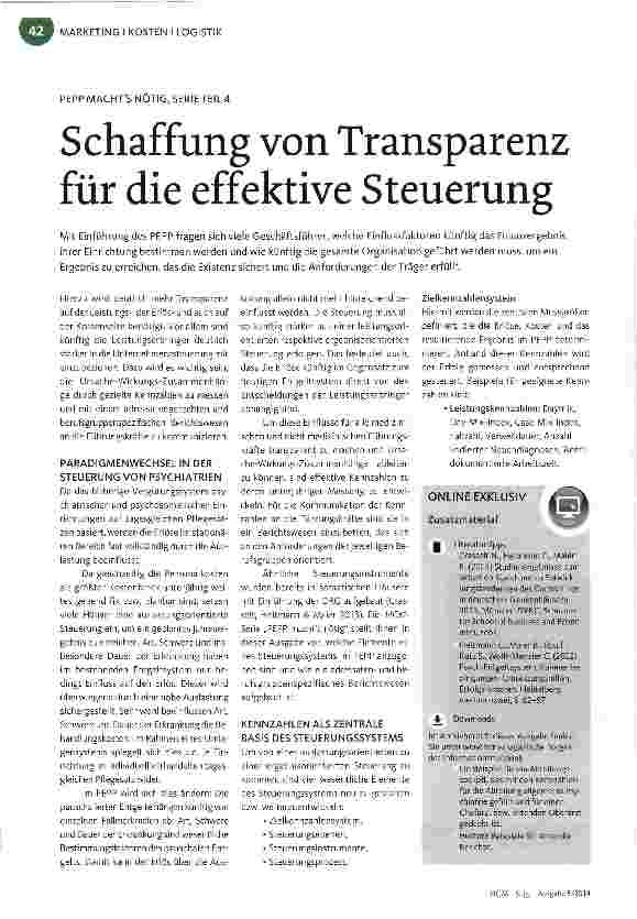 Vorschauseite 1: Schaffung von Transparenz für die effektive Steuerung