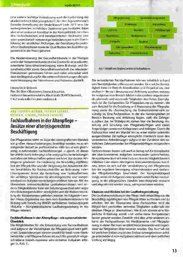 Vorschauseite 1: Fachlaufbahnen in der Altenpflege -Ansätze einer altersgerechten Beschäftigung