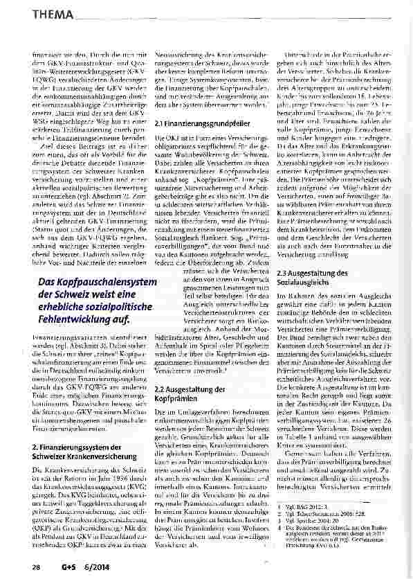 Vorschauseite 2: Finanzreform der Krankenversicherung vor dem Hintergrund des GKV-FQWG: Deutschland und die Schweiz im Vergleich
