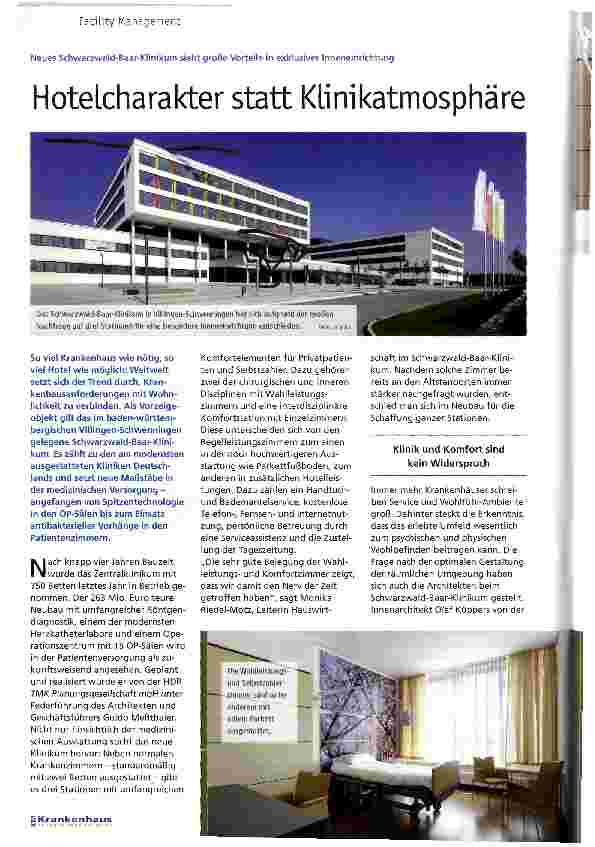 Vorschauseite 1: Hotelcharakter statt Klinikatmosphäre