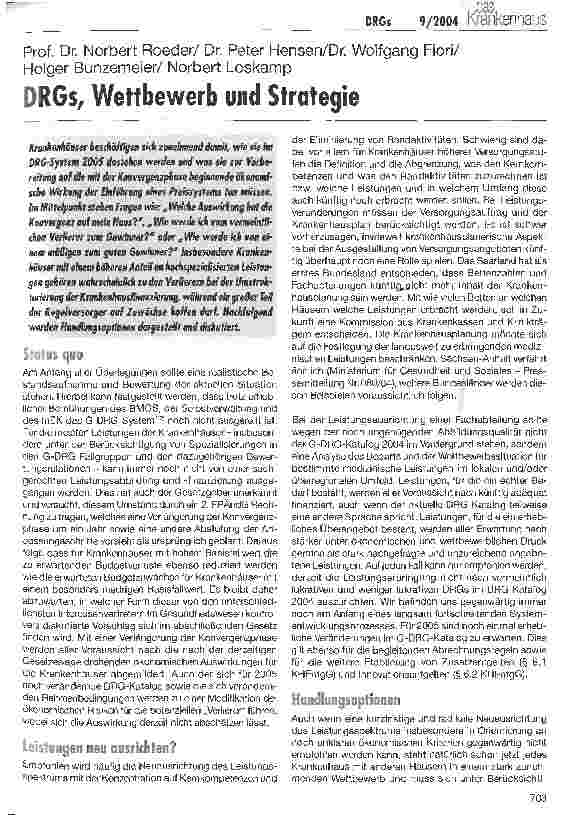 Vorschauseite 1: DRGs, Wettbewerb und Strategie