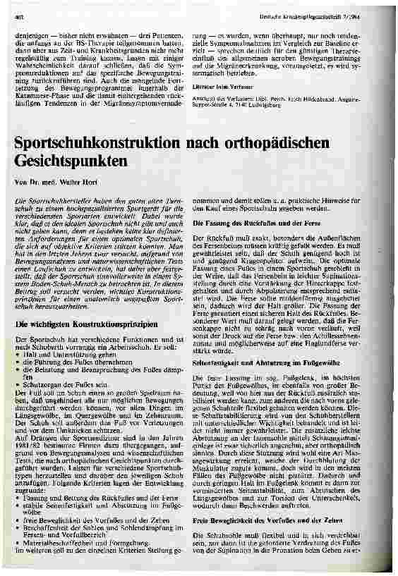 Vorschauseite 1: Sportschuhkonstruktion nach orthopädischen Gesichtspunkten